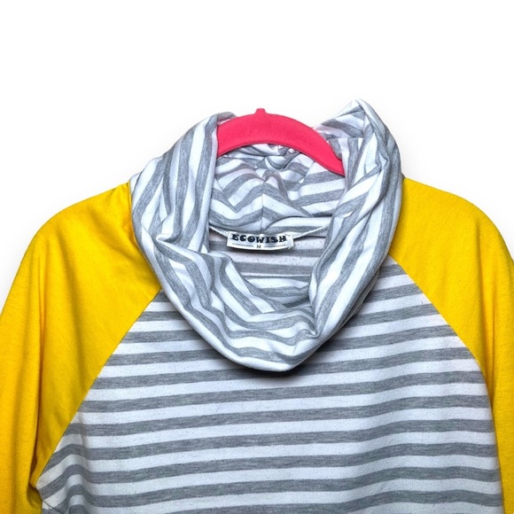 Striped printed cowl neck sweatshirt elbow patches size medium cotton blend - Picture 4 of 5